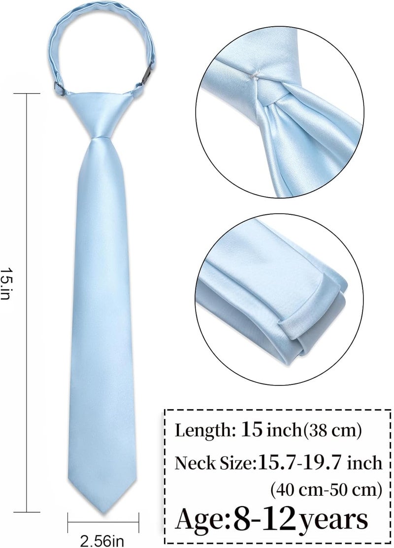 Ailisus Store Boys Tie Solid Color Silk Satin Pre-tied Kids Necktie for Age 8-12 Adjustable Formal Wedding School Graduation - Image 3